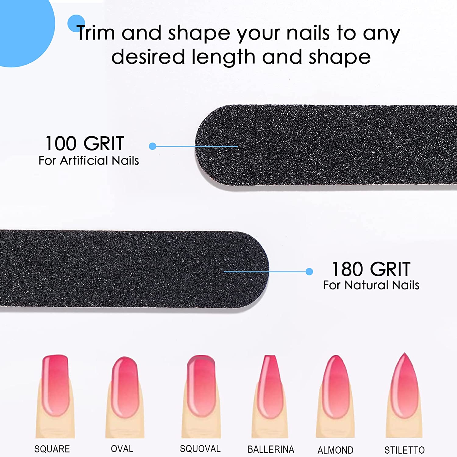 Nail File and Buffer Professional Manicure Tools Kit Emery Board & Nail Buffer Blocks Double Sided Reuseable 100/180 Grit 10Pcs for Home and Salon Use(Purple) - Image 2